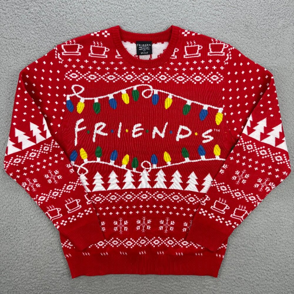 FRIENDS Sweater Mens Small S Red Knit Ugly Christmas Television Series TV Show